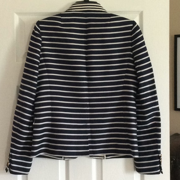 J. Crew Navy & White Striped Blazer, Size 10. - Picture 5 of 8
